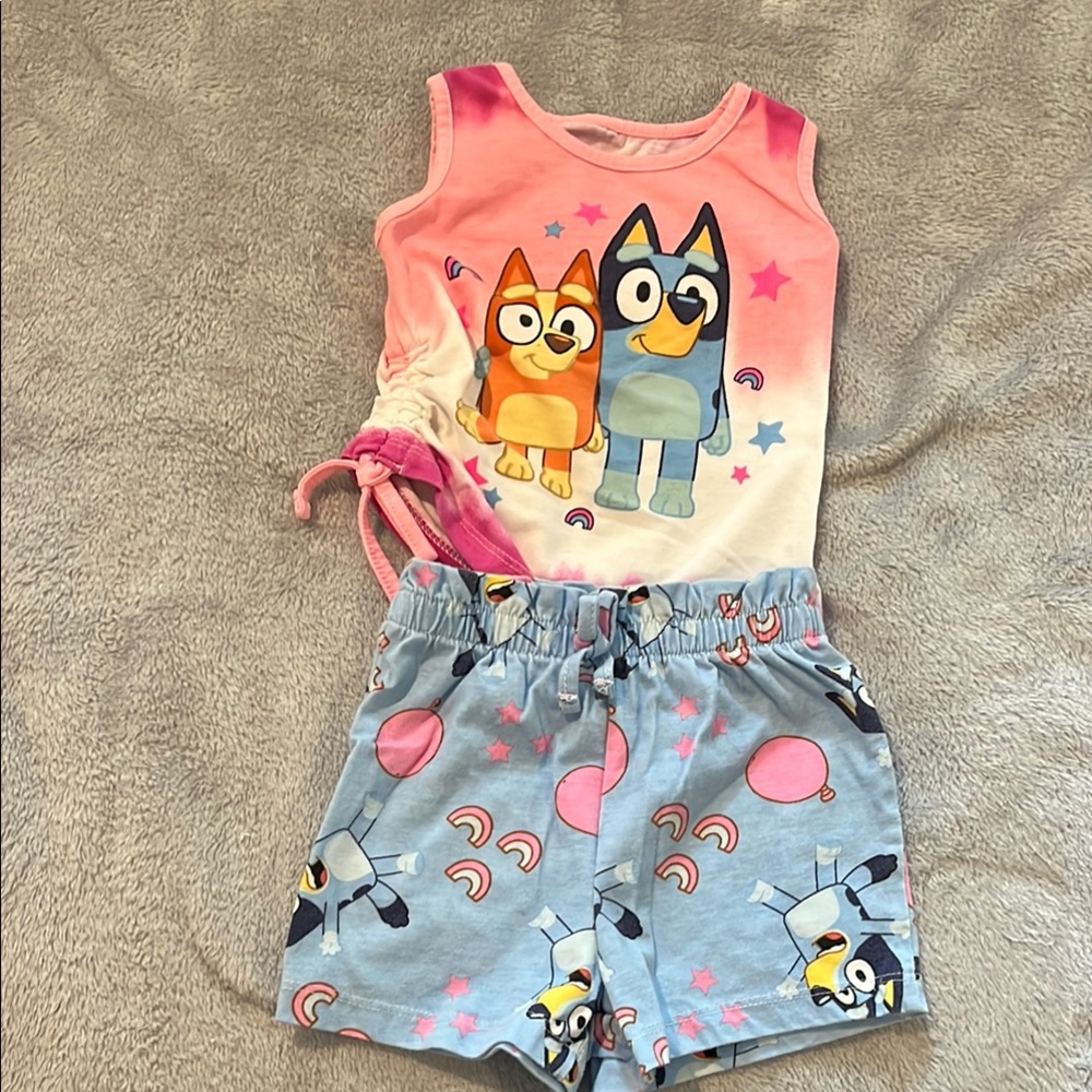 2T Bluey and  Chloe summer pajama set